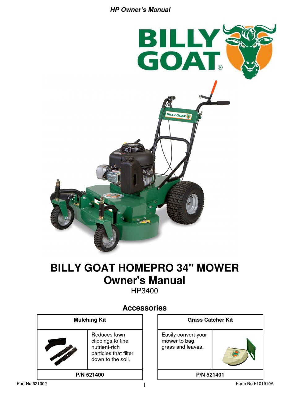 BILLY GOAT HP3400 OWNER'S MANUAL Pdf Download ManualsLib