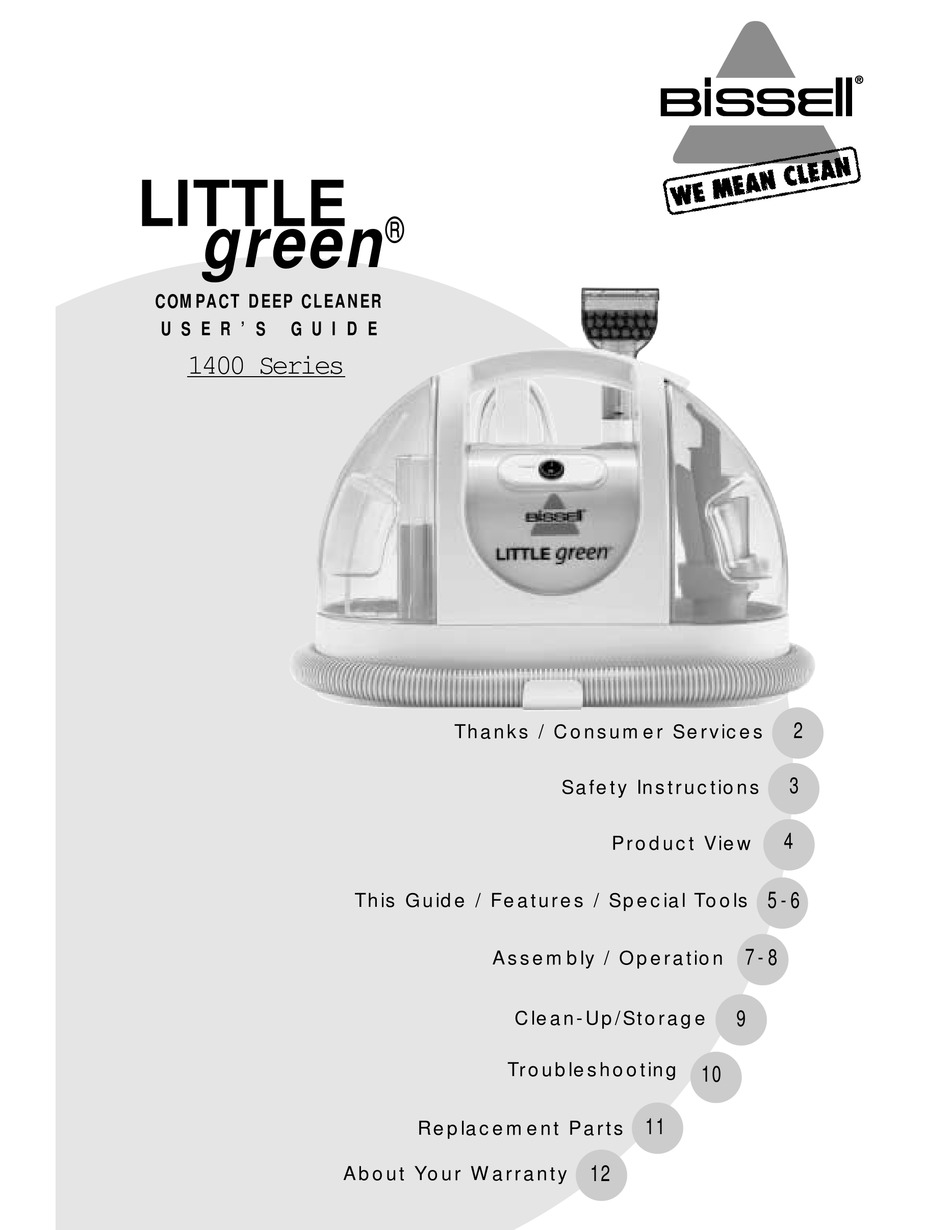 BISSELL LITTLE GREEN 1400 SERIES USER MANUAL Pdf Download | ManualsLib