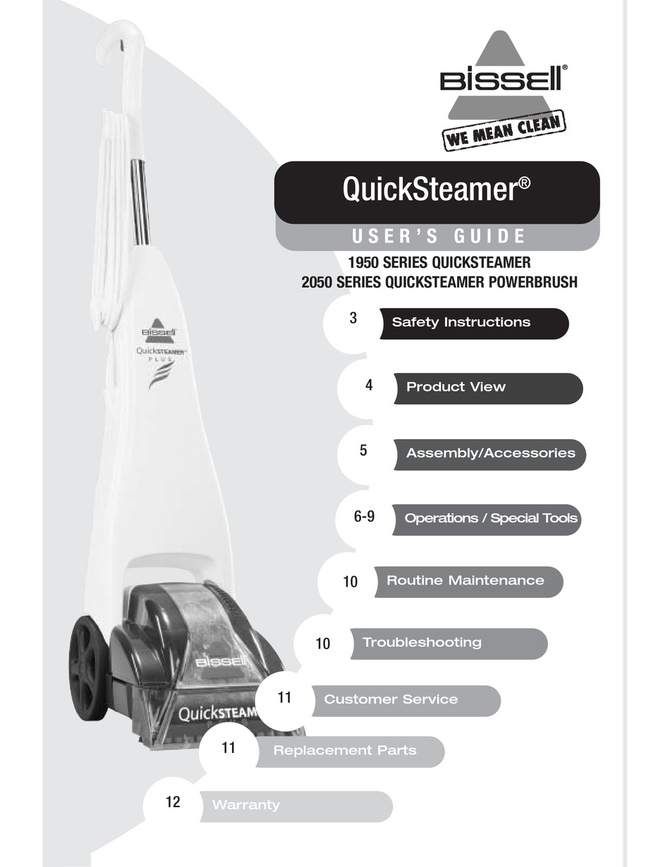 use instructions for bissell quick cleaner