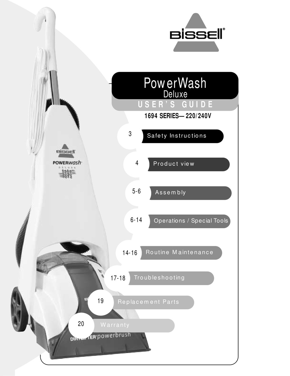 BISSELL 1694 SERIES USER MANUAL Pdf Download ManualsLib   Bissell 1694 Series 