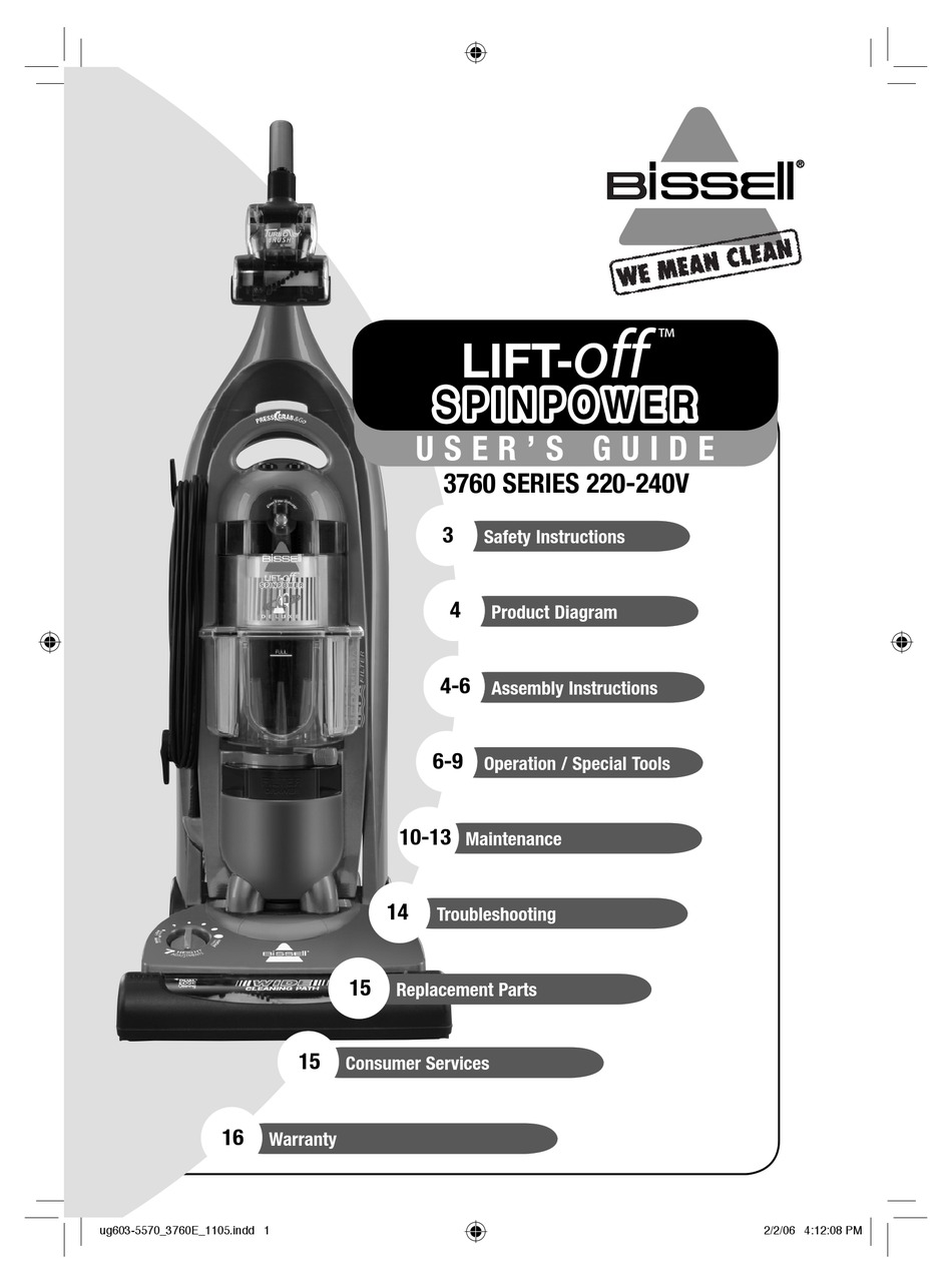 BISSELL 3760 SERIES USER MANUAL Pdf Download | ManualsLib