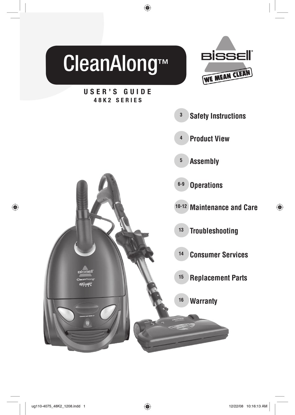 BISSELL CLEAN LONG 48K2 SERIES USER MANUAL Pdf Download ManualsLib