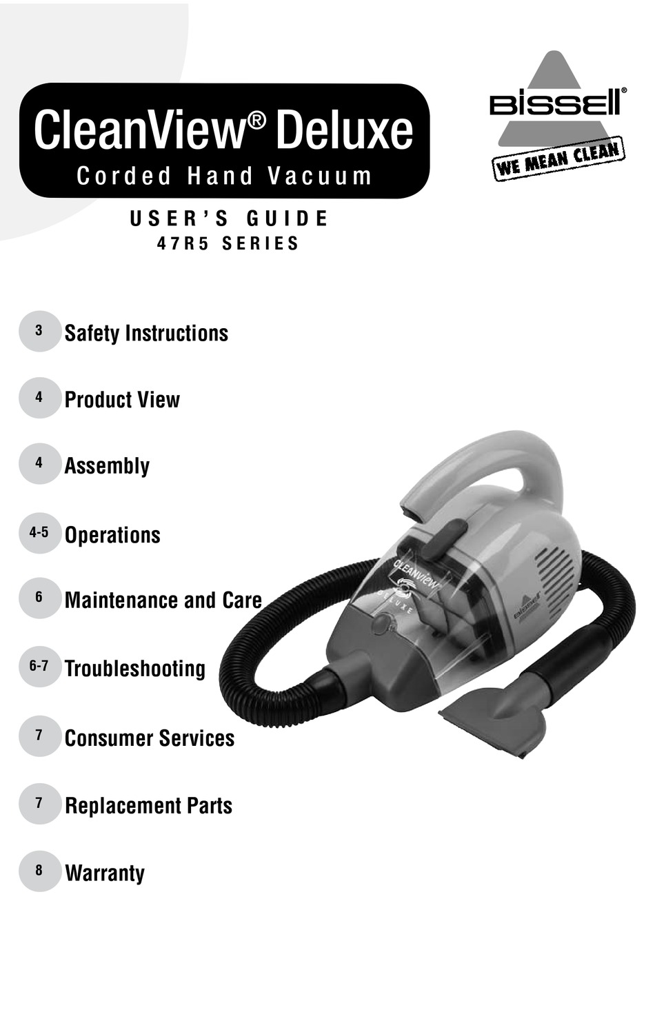 BISSELL CLEANVIEW 47R5 USER MANUAL Pdf Download ManualsLib
