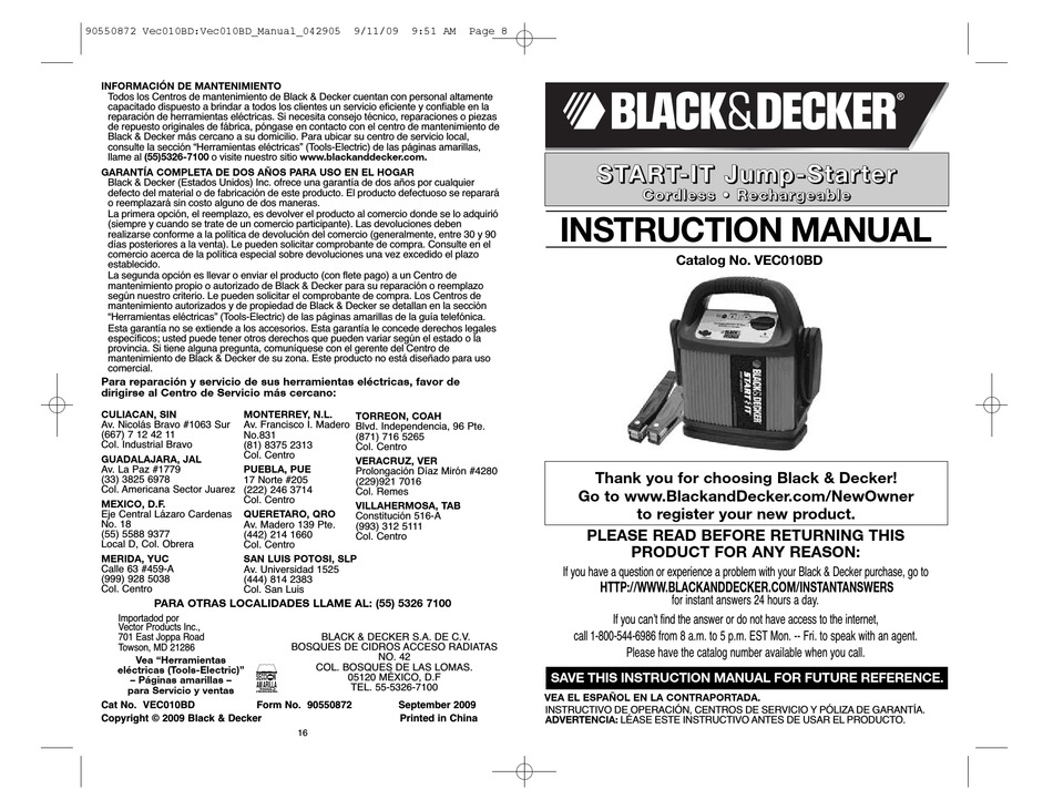 Manual de usuario Black & Decker CM2021B (Español - 2 páginas)