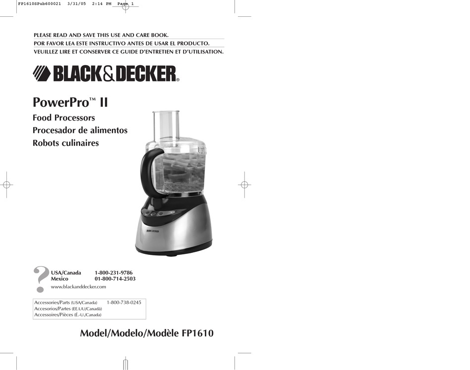 User manual Black & Decker FP1700B (English - 24 pages)