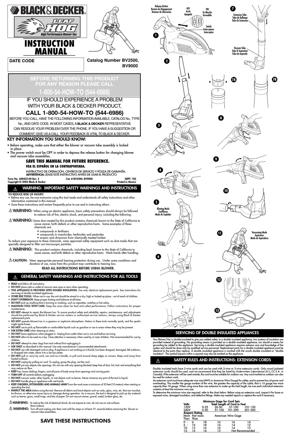 BLACK DECKER LEAF HOG 608435 00 INSTRUCTION MANUAL Pdf Download