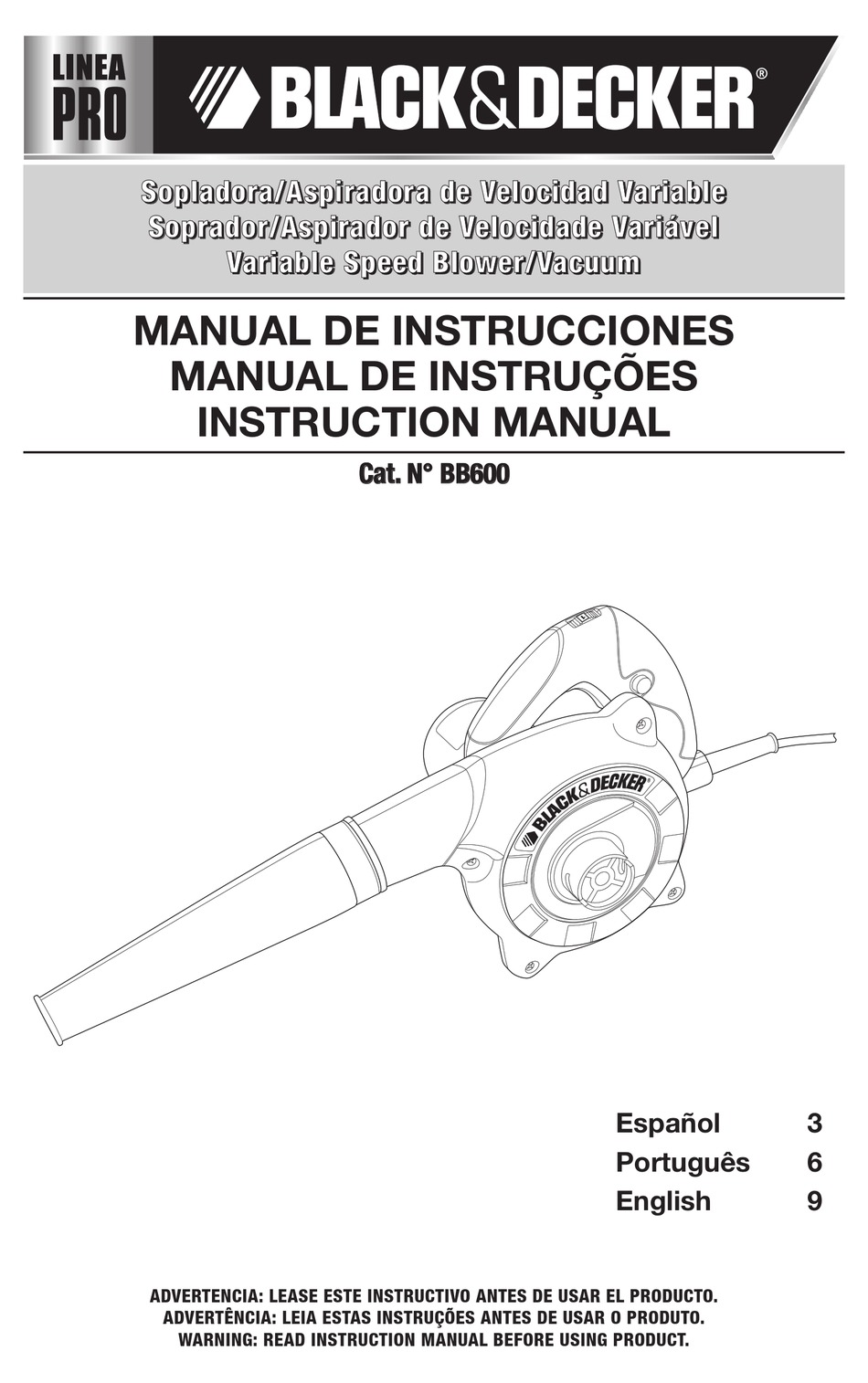 BLACK & DECKER LEAF HOG BV4000 INSTRUCTION MANUAL