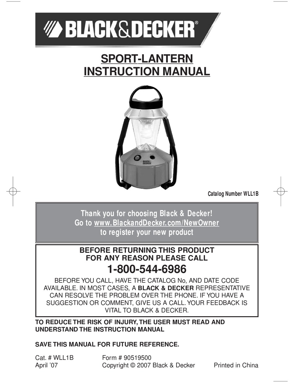 BLACK DECKER WPAK5B 5W LED Waterproof Spotlight Instruction Manual
