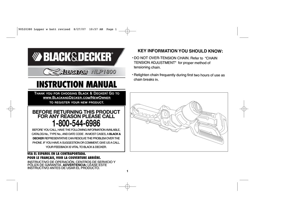 Black Decker Alligator Chain Saw How To Fix Adjust Chain 