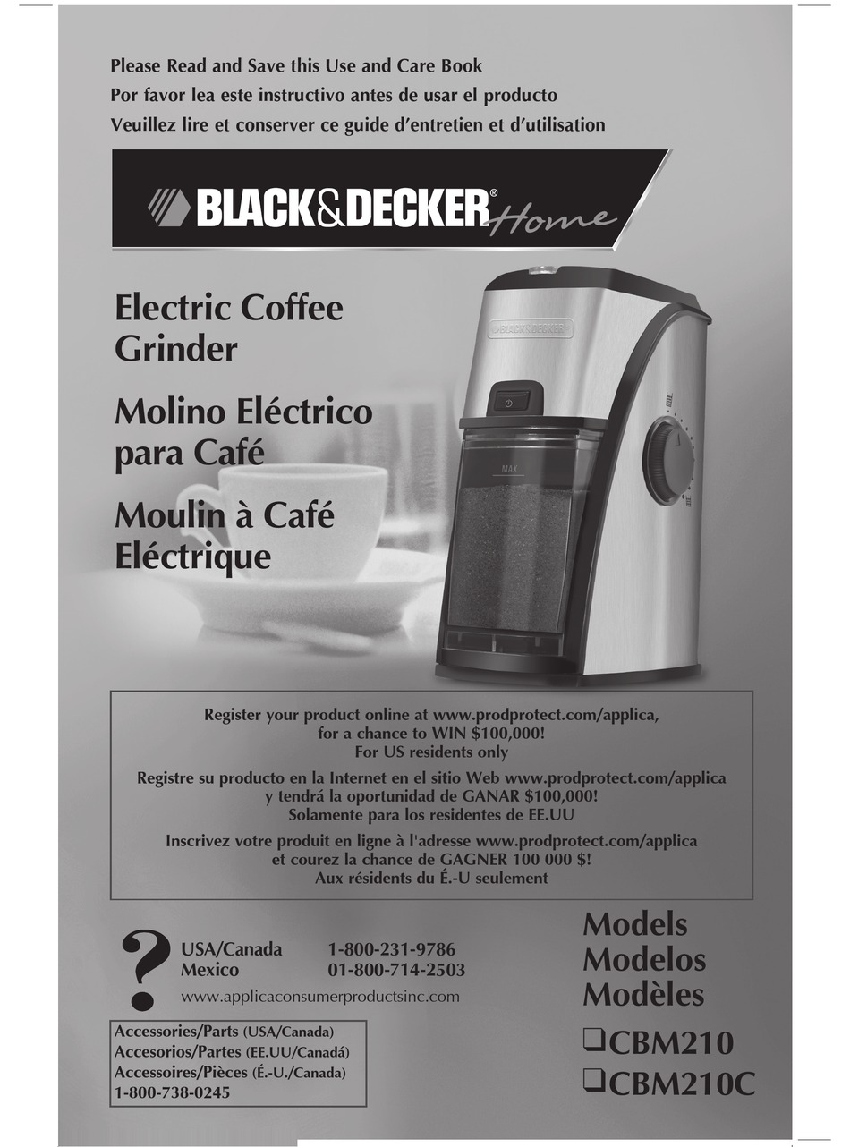 Burr Mill Coffee Grinder BLACK & DECKER CBM210 Stainless Model for