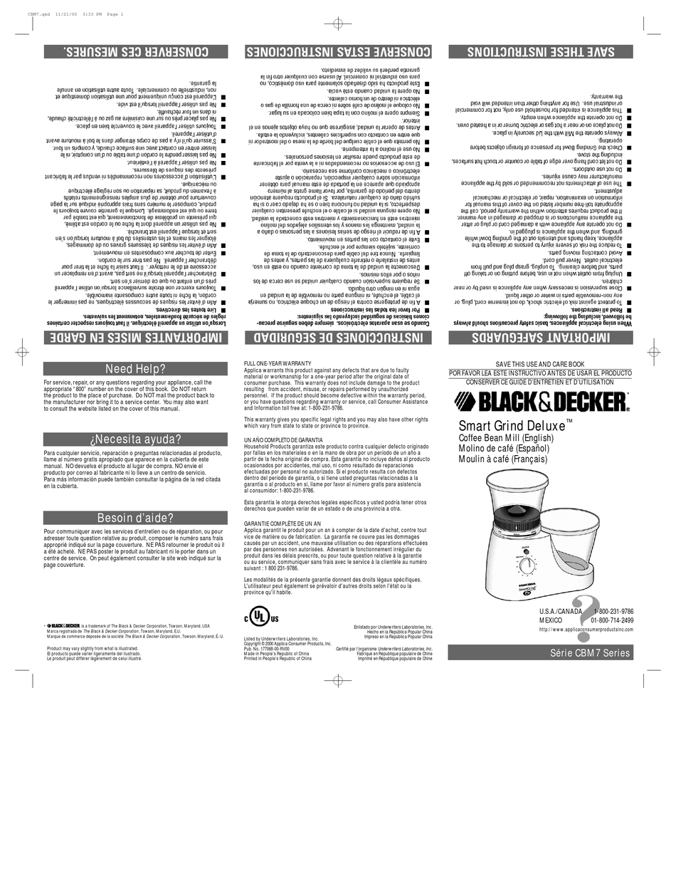 User manual Black & Decker CBM310BD (English - 28 pages)