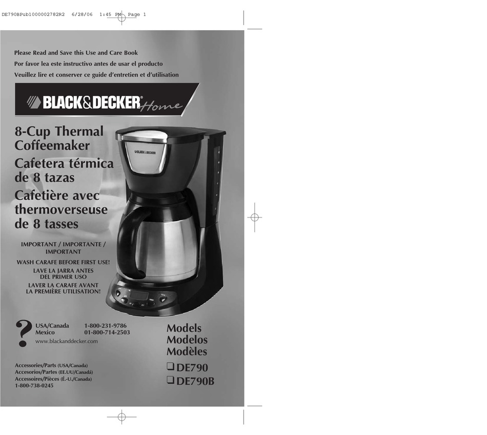 BLACK & DECKER BLACK DECKER HOME DE790 USE AND CARE BOOK MANUAL Pdf  Download