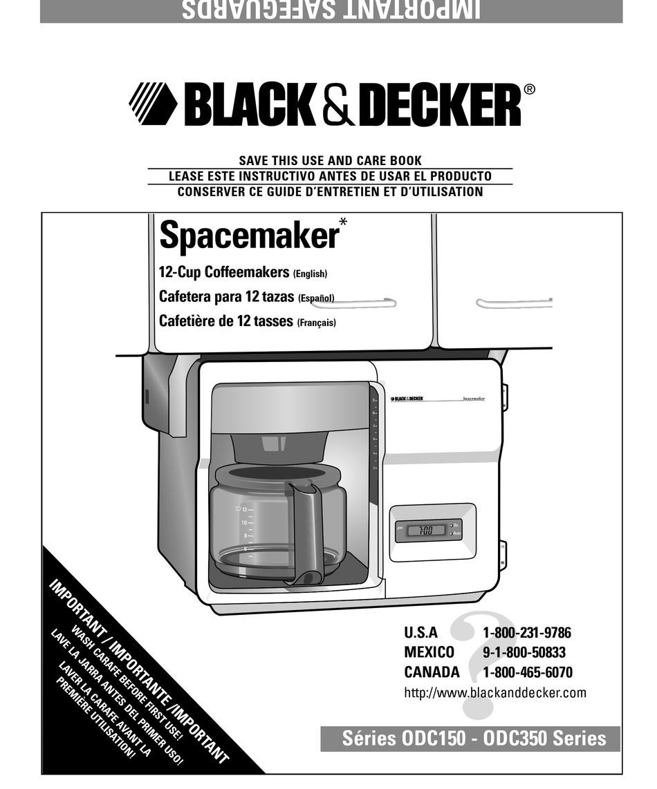 BLACK & DECKER SPACEMAKER ODC150 SERIES USE & CARE BOOK Pdf Download