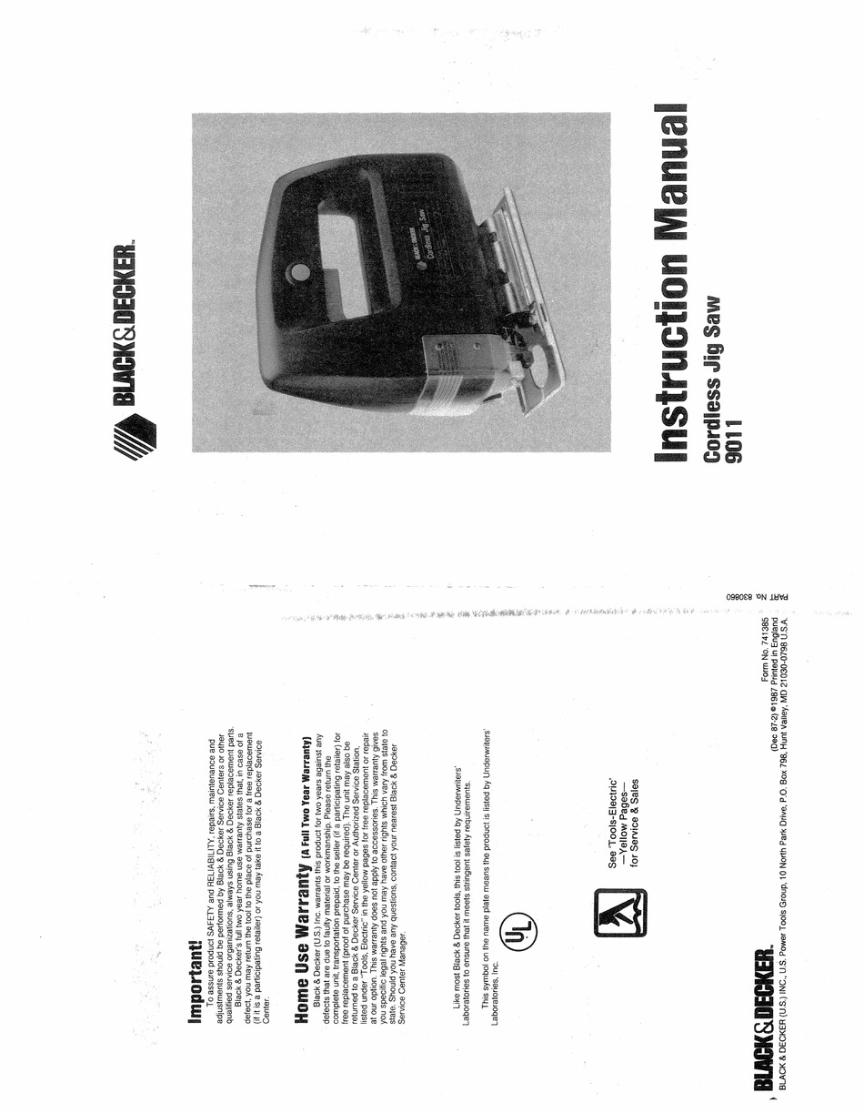 BLACK DECKER 9011 INSTRUCTION MANUAL Pdf Download ManualsLib