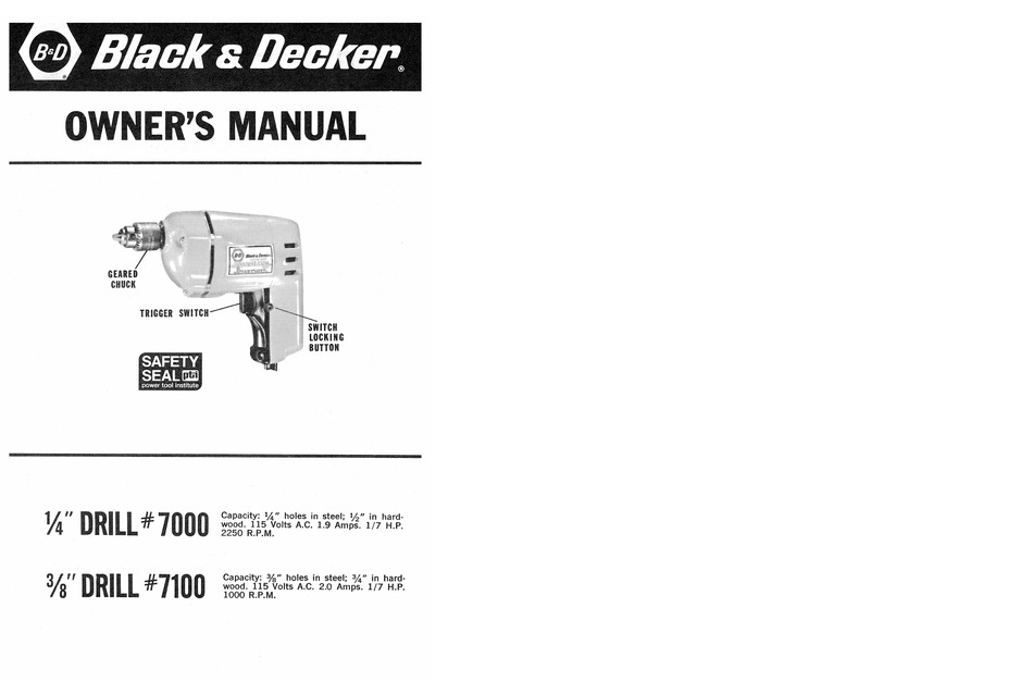 BLACK & DECKER 7000 OWNER'S MANUAL Pdf Download | ManualsLib