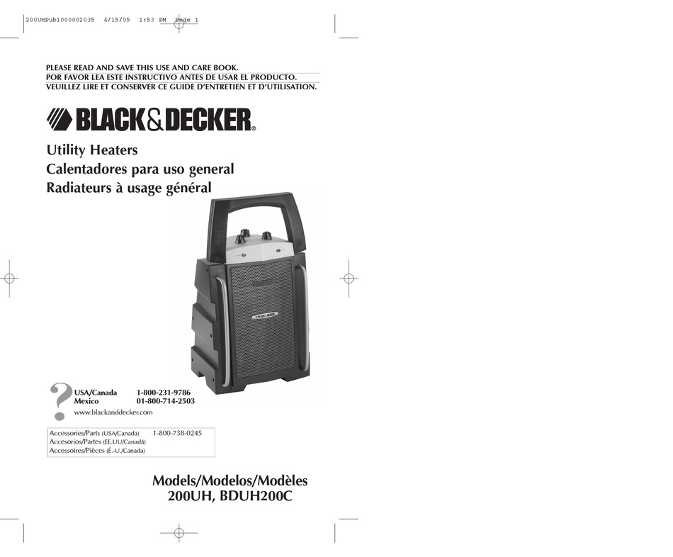 BLACK & DECKER 200UH USE AND CARE BOOK MANUAL Pdf Download | ManualsLib