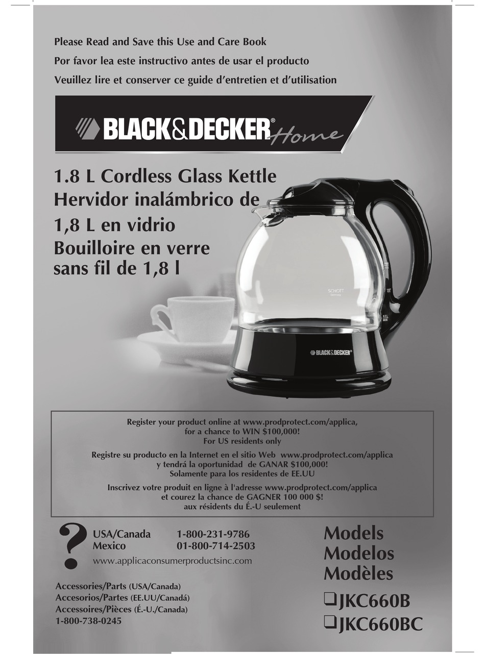 BLACK+DECKER 1.7L Stainless Steel Electric Cordless Kettle, Black, KE2900B  