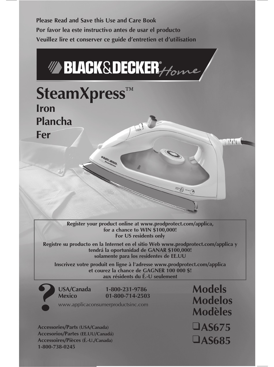 BLACK DECKER AS675 USE AND CARE BOOK MANUAL Pdf Download