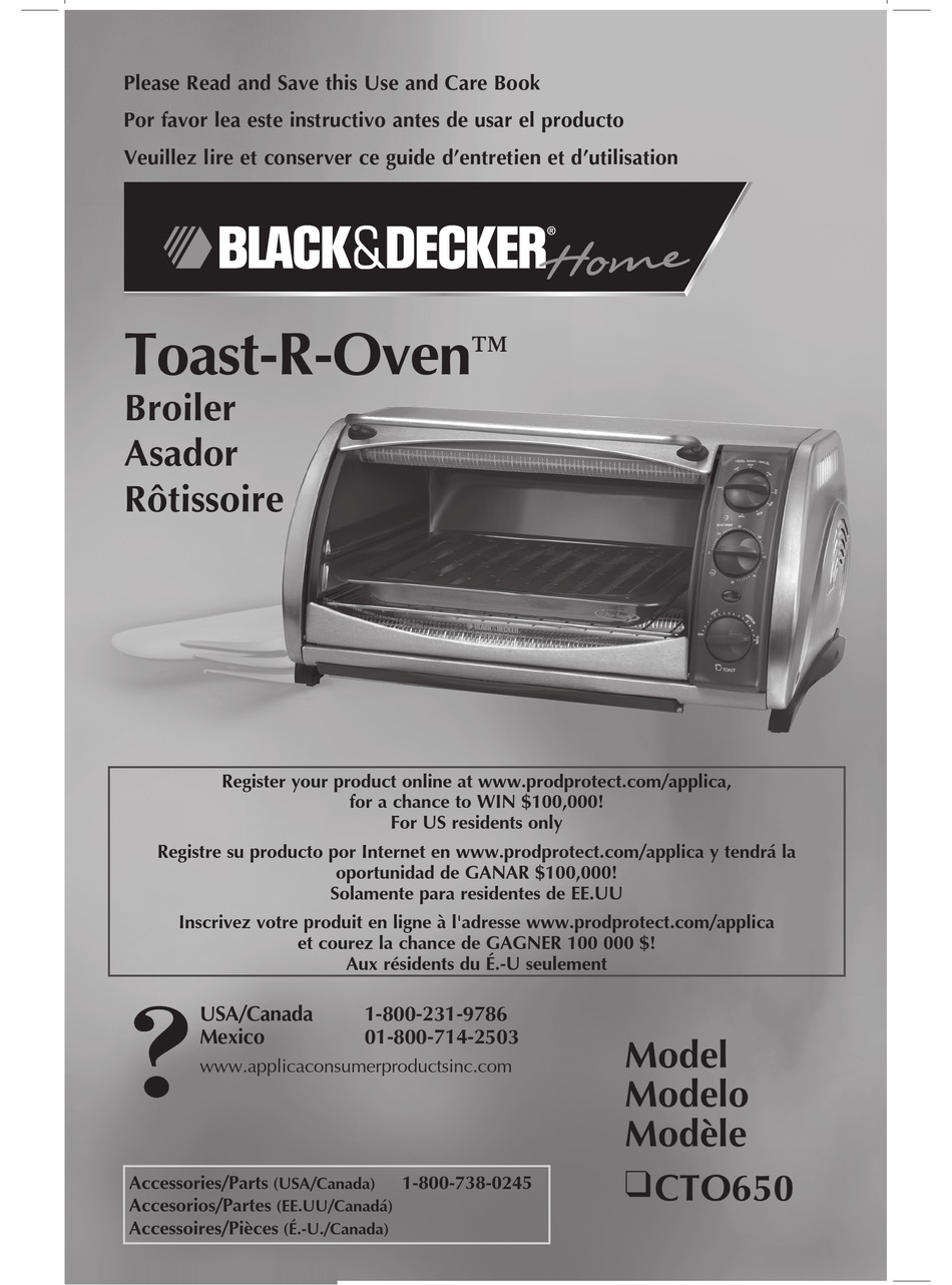 Troubleshooting; Care And Cleaning - Black & Decker Toast-R-Oven