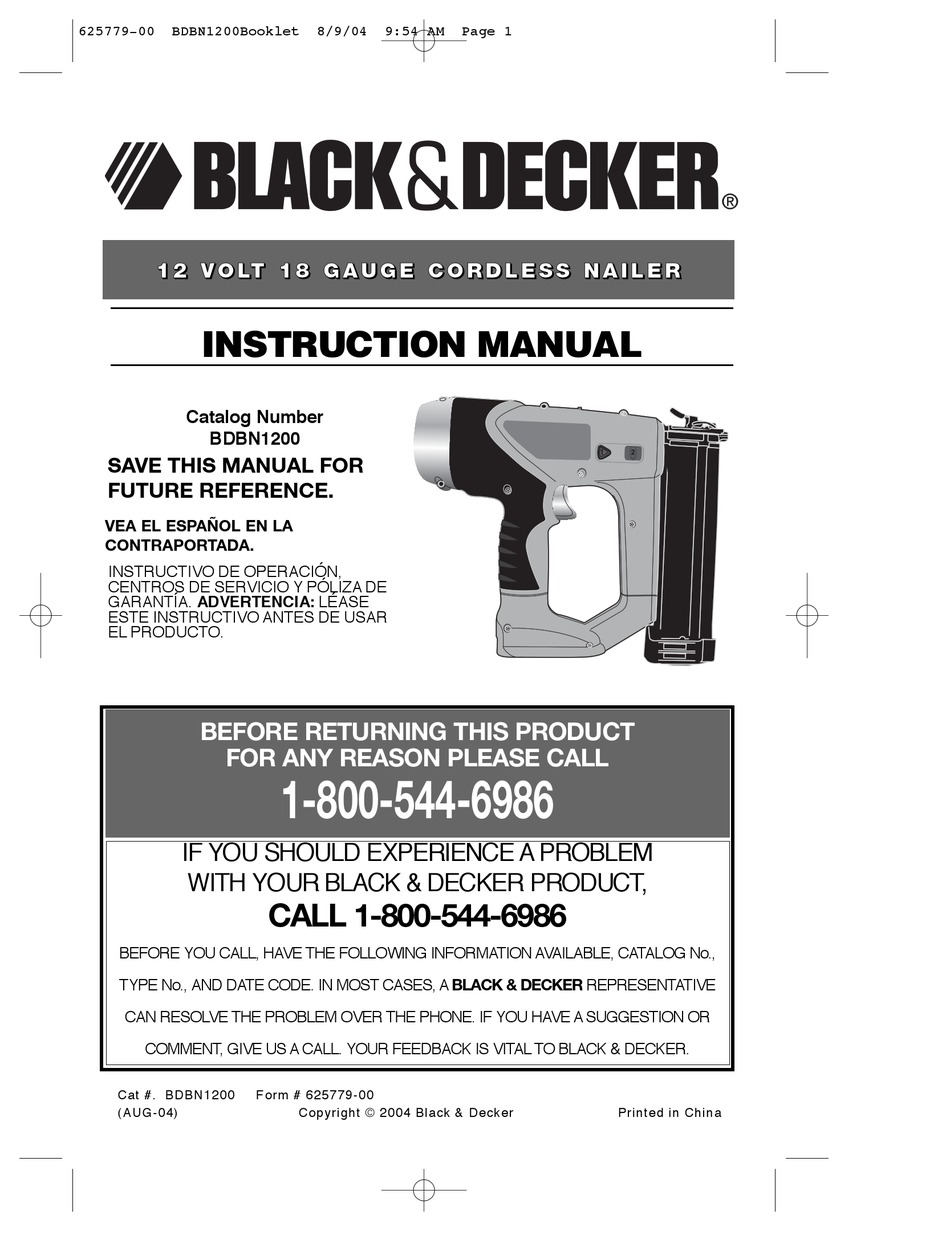 Firestorm by Black & Decker 18-Gauge Brad Nailer FSBN125 With Case And  Manual
