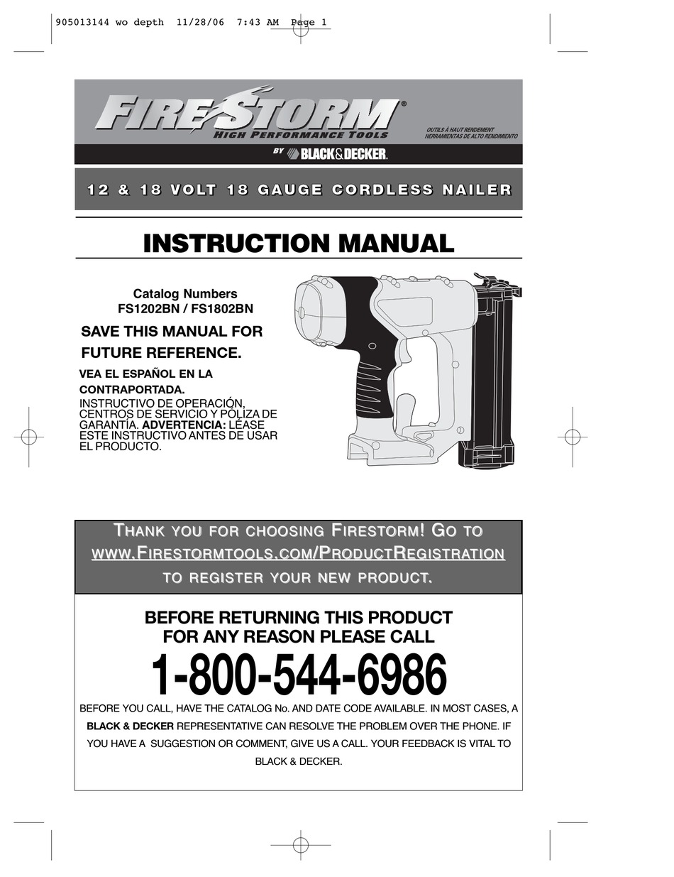 Black & Decker FireStorm 18 GA Brad Nailer W/Nails, Case & Box - Adam  Marshall Land & Auction, LLC