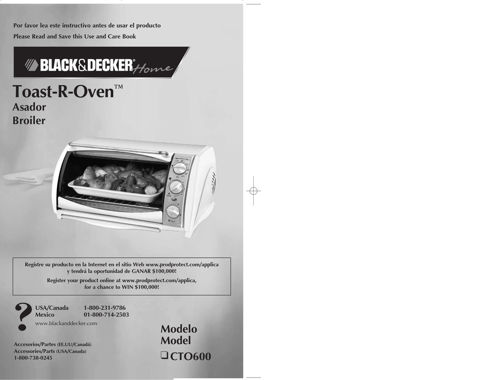 BLACK & DECKER TOAST-R-OVEN TRO490BC USE AND CARE BOOK MANUAL Pdf