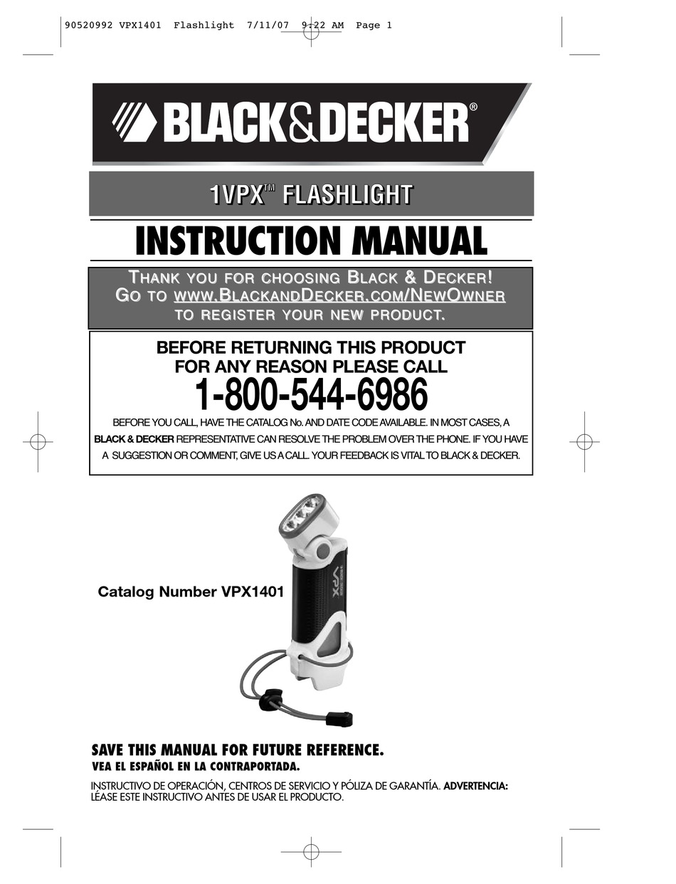 BLACK & DECKER SNAKELIGHT SLB1MQ MANUAL Pdf Download