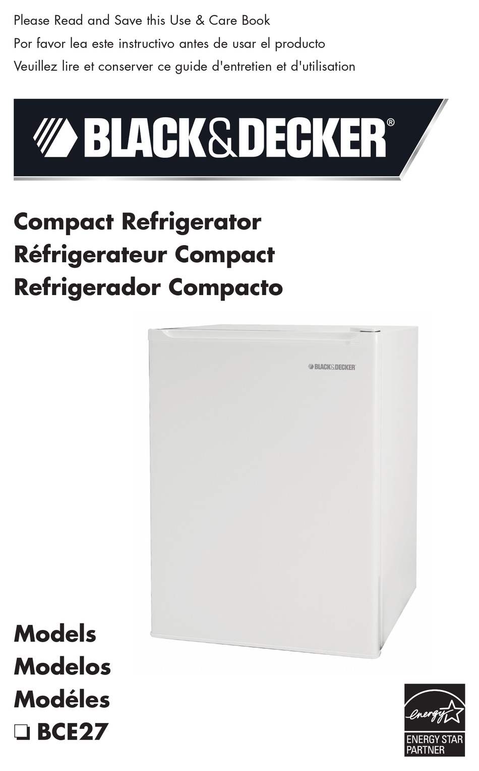 BLACK+DECKER BCRK25 2.5 Cu. Ft. Compact Refrigerator with Freezer - Black