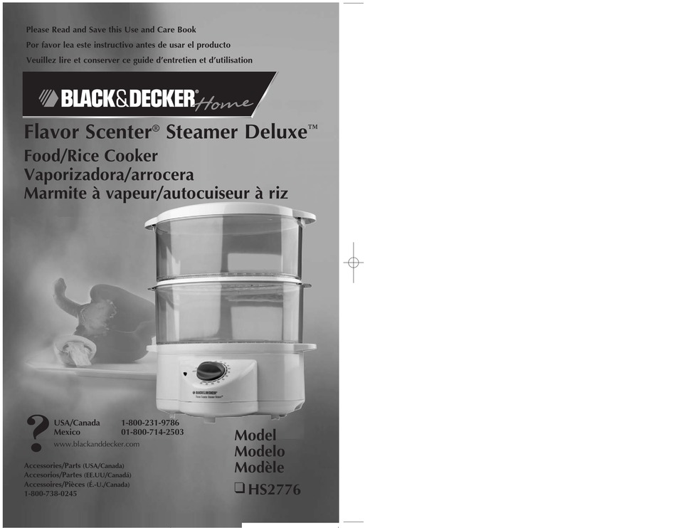 Black & Decker Handy Steamer Food/ Rice Cooker Model HS80 Use Care Book  Manual