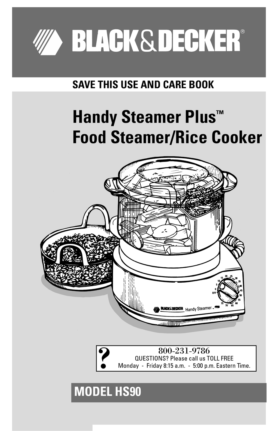 Black and Decker HS900 Flavor Steamer Plus Rice and Vegetable Cooker