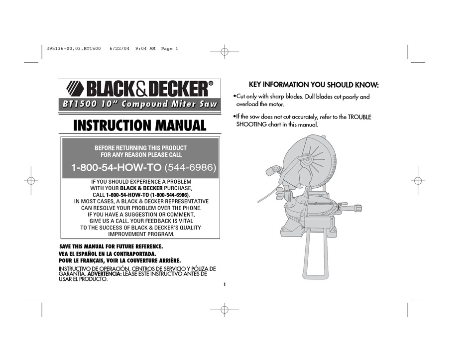 Download BLACK & DECKER 395136-00 INSTRUCTION MANUAL Pdf Download | ManualsLib