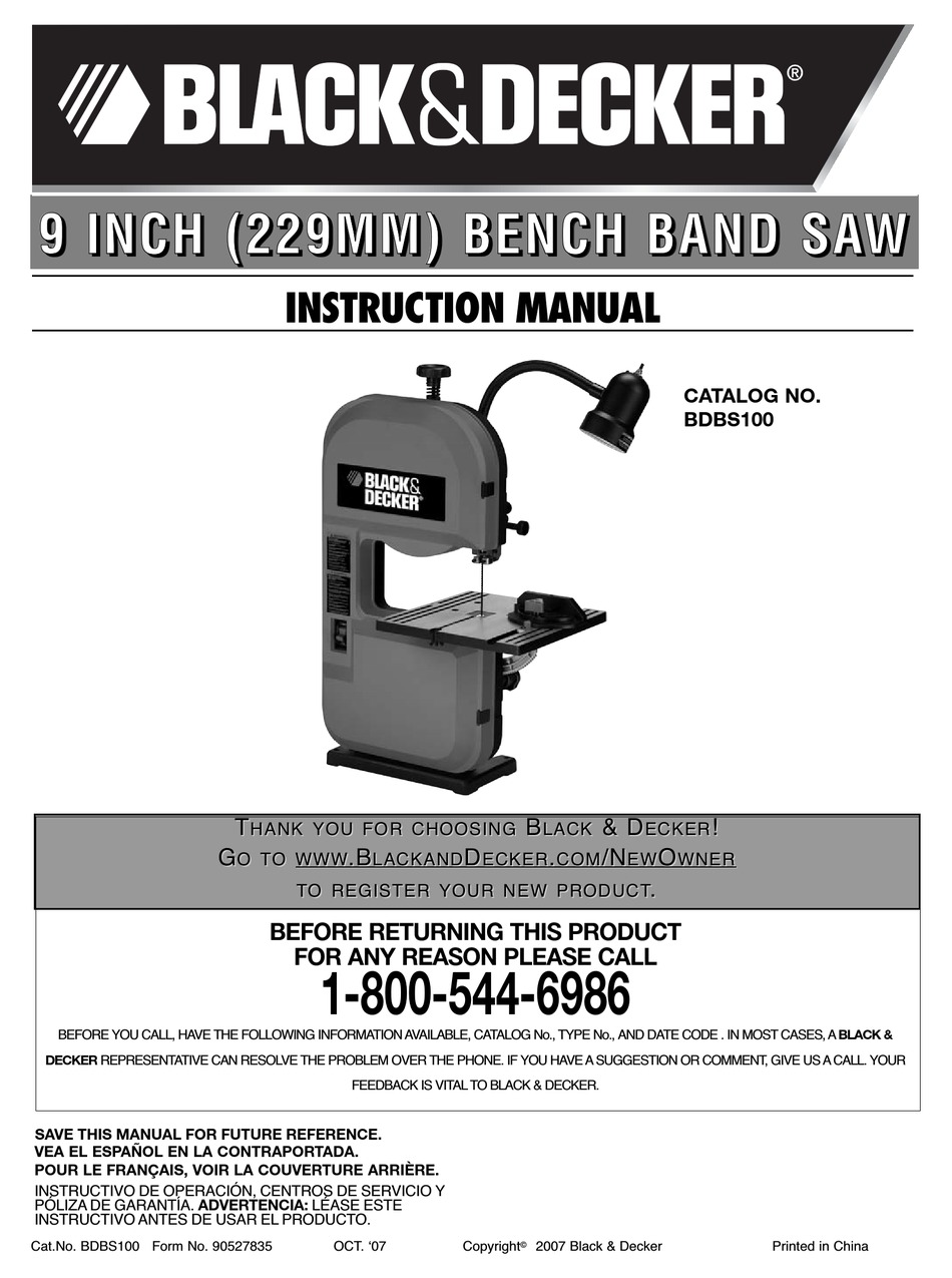 Download BLACK & DECKER BDBS100 INSTRUCTION MANUAL Pdf Download | ManualsLib