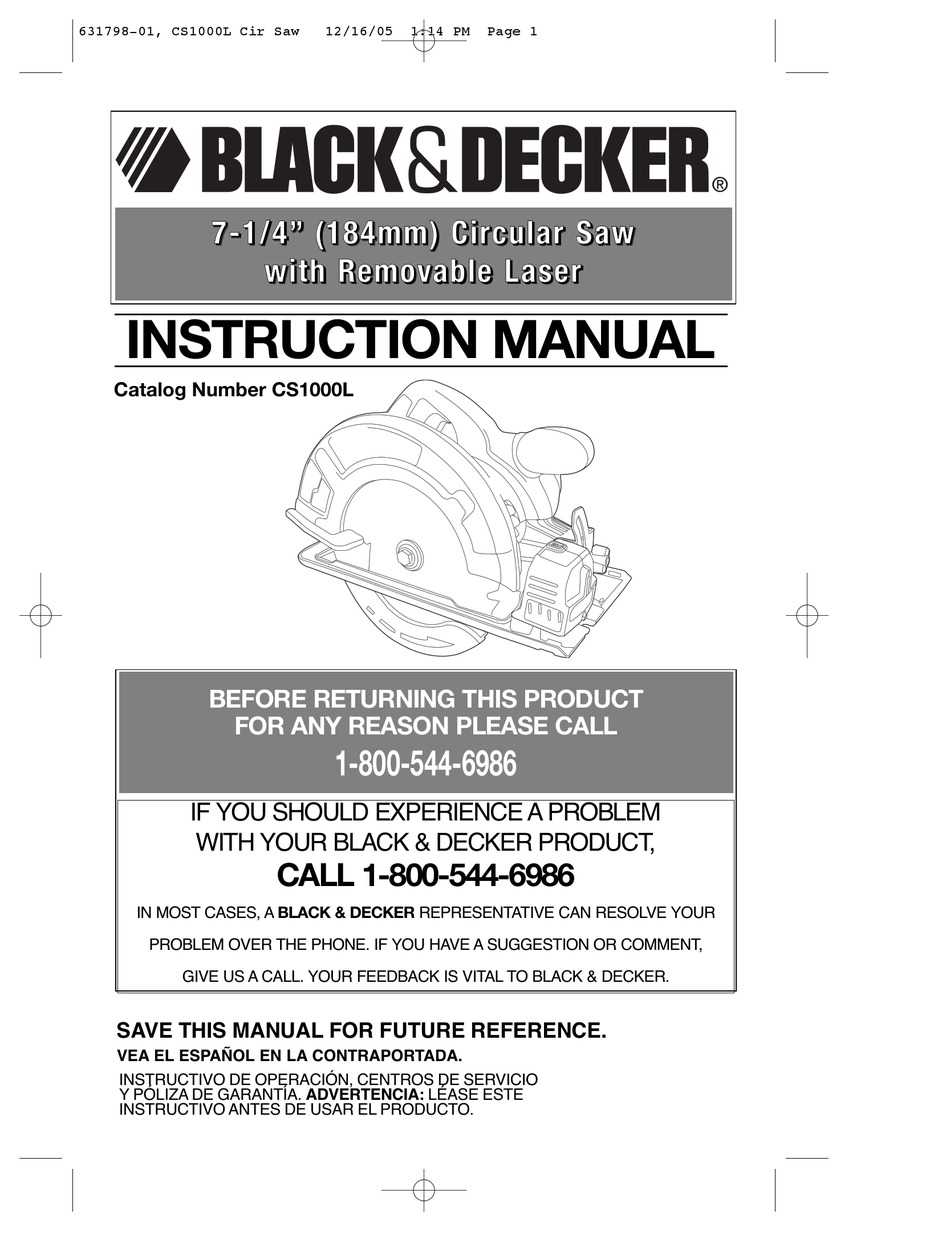 BLACK DECKER CS1000L INSTRUCTION MANUAL Pdf Download ManualsLib