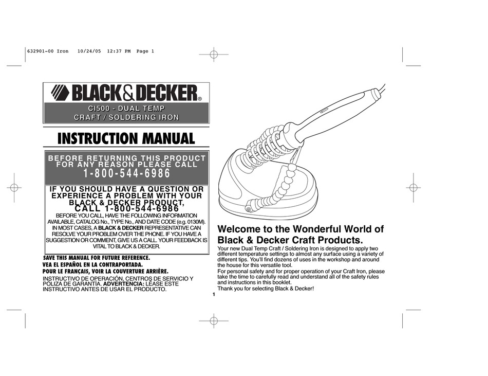 BLACK DECKER 632901 00 INSTRUCTION MANUAL Pdf