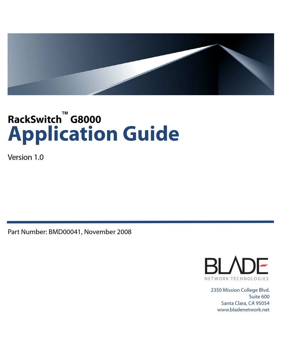 BLADE NETWORK TECHNOLOGIES RACKSWITCH G8000 APPLICATION MANUAL Pdf