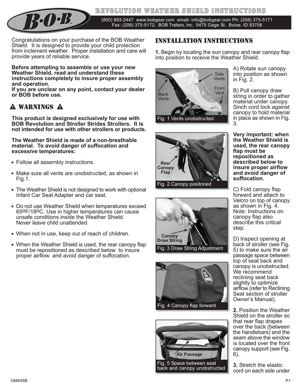 bob stroller rain cover instructions
