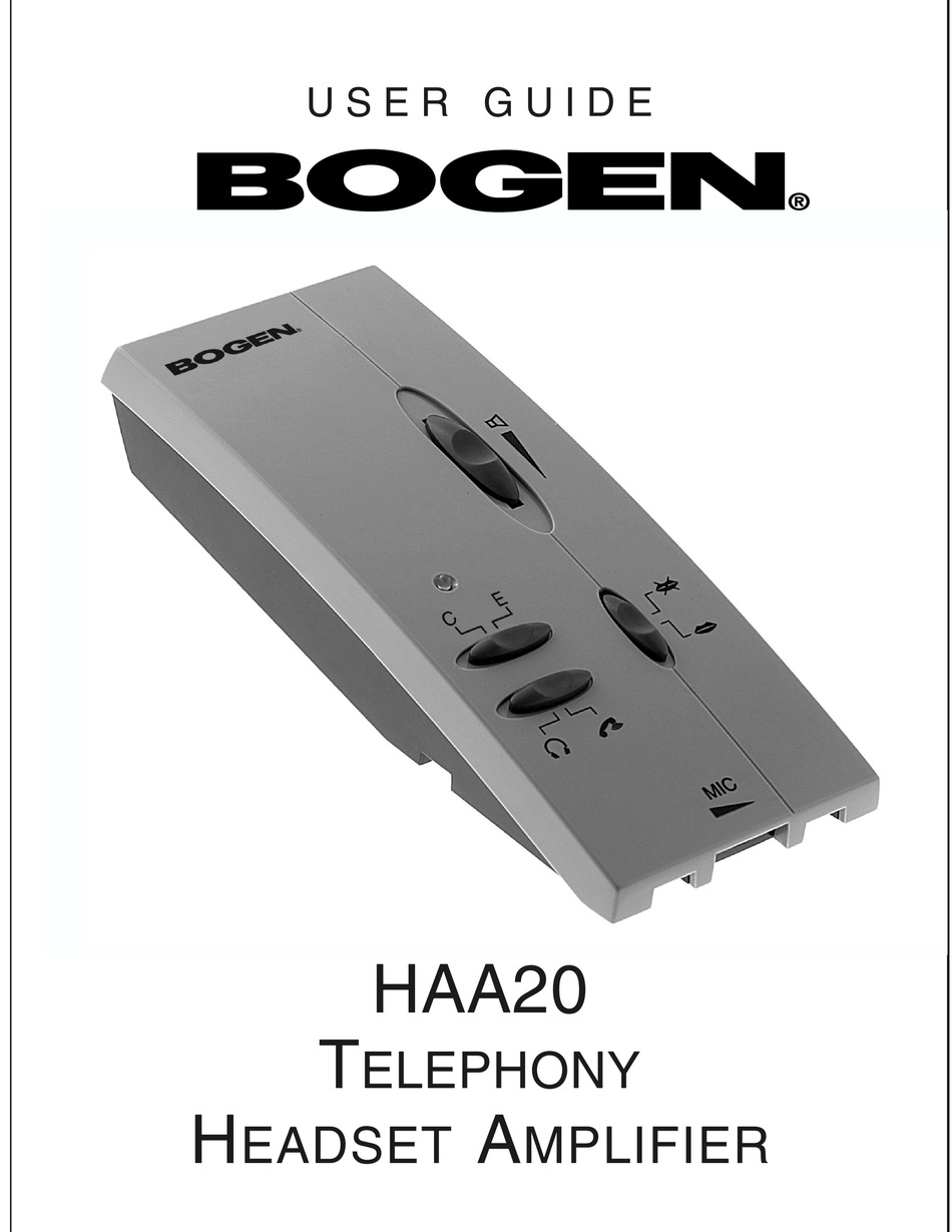 BOGEN HAA20 USER MANUAL Pdf Download ManualsLib