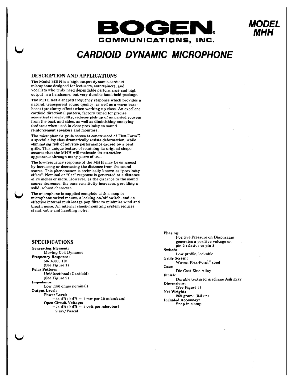 BOGEN MHH SPECIFICATIONS Pdf Download ManualsLib