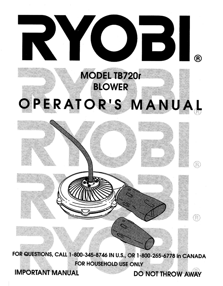 RYOBI TB720R OPERATOR'S MANUAL Pdf Download | ManualsLib