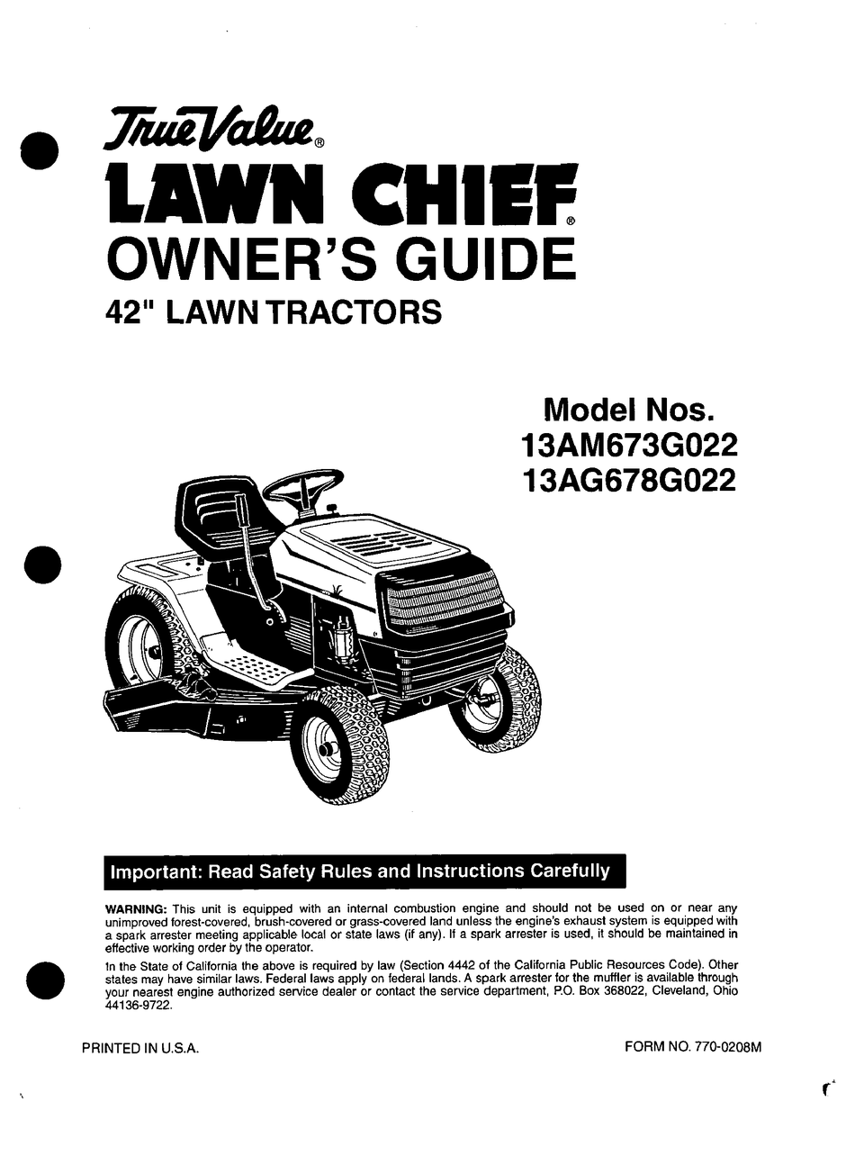 yard machine riding mower manual