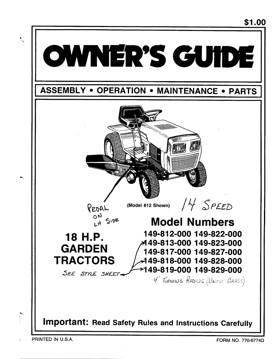 MTD 142842H000 OWNER
