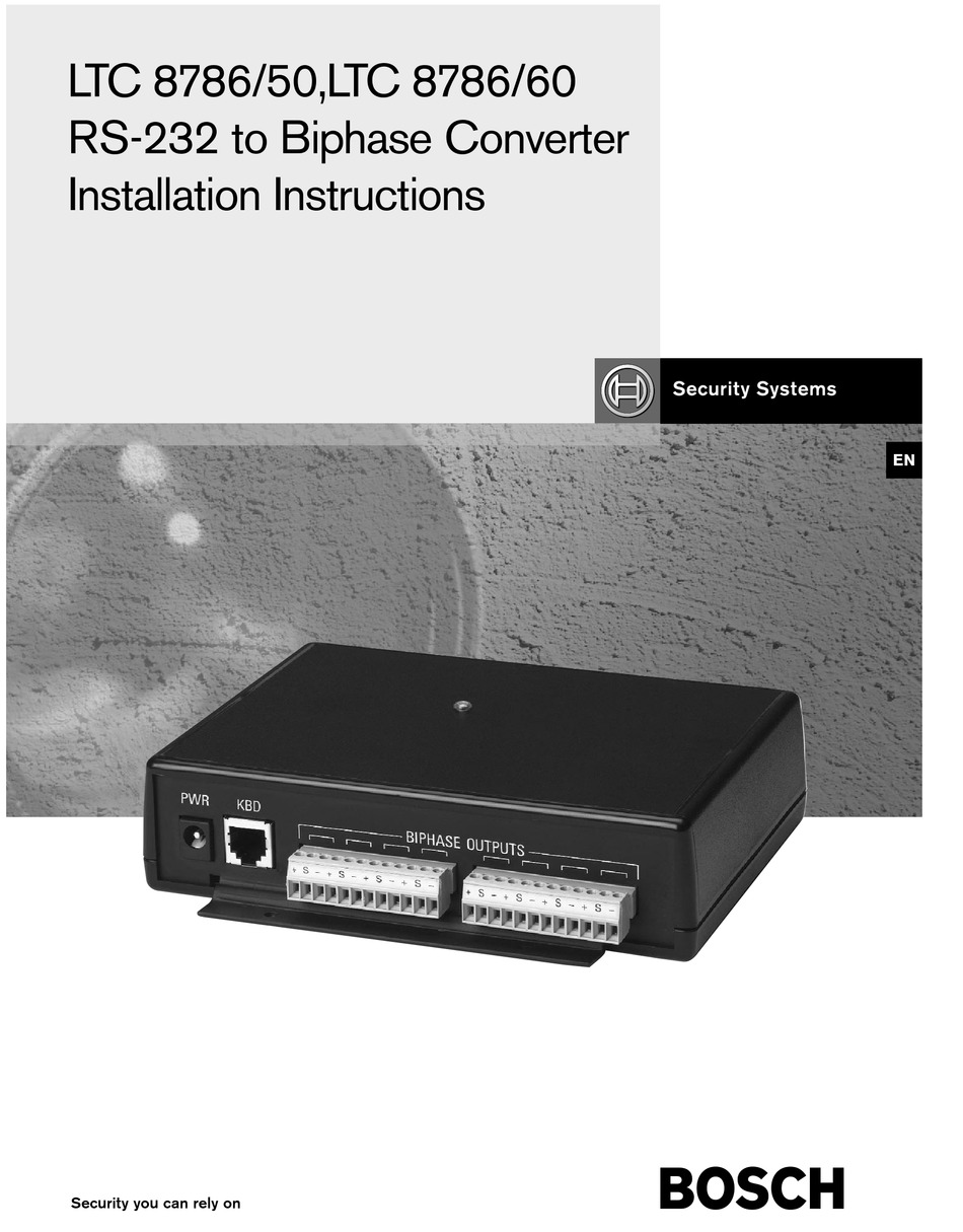 BOSCH LTC 8786 50 INSTALLATION INSTRUCTIONS MANUAL Pdf Download