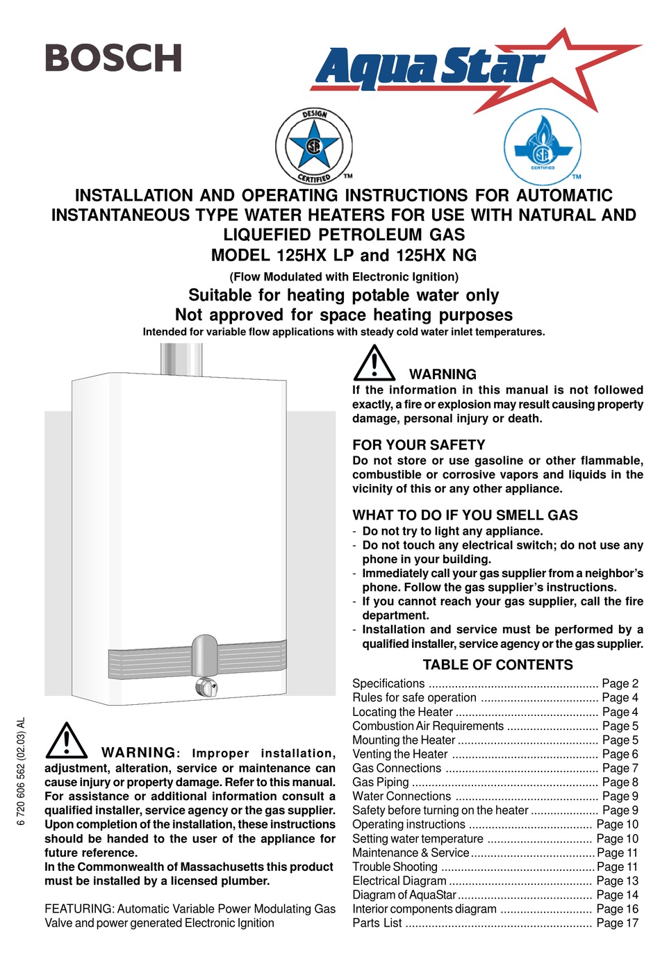 Maintenance Service Trouble Shooting Bosch 125HX LP