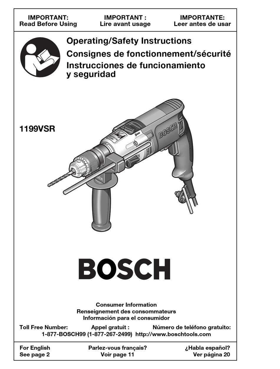 Bosch 1199vsr Operating Safety Instructions Manual Pdf Download Manualslib