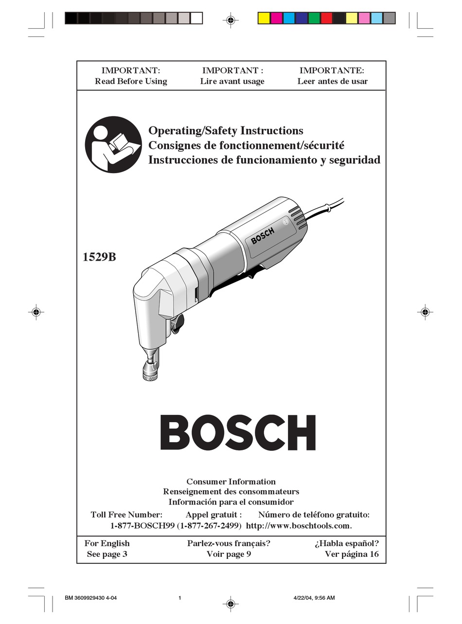 Maintenance And Service Bosch 1529B Operating Safety