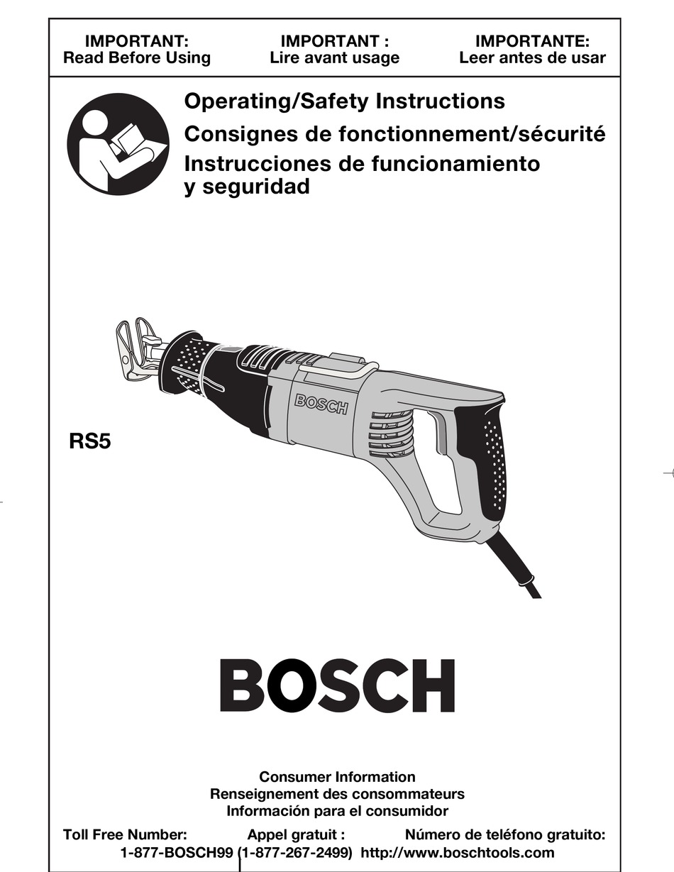 BOSCH RS5 OPERATING SAFETY INSTRUCTIONS MANUAL Pdf Download