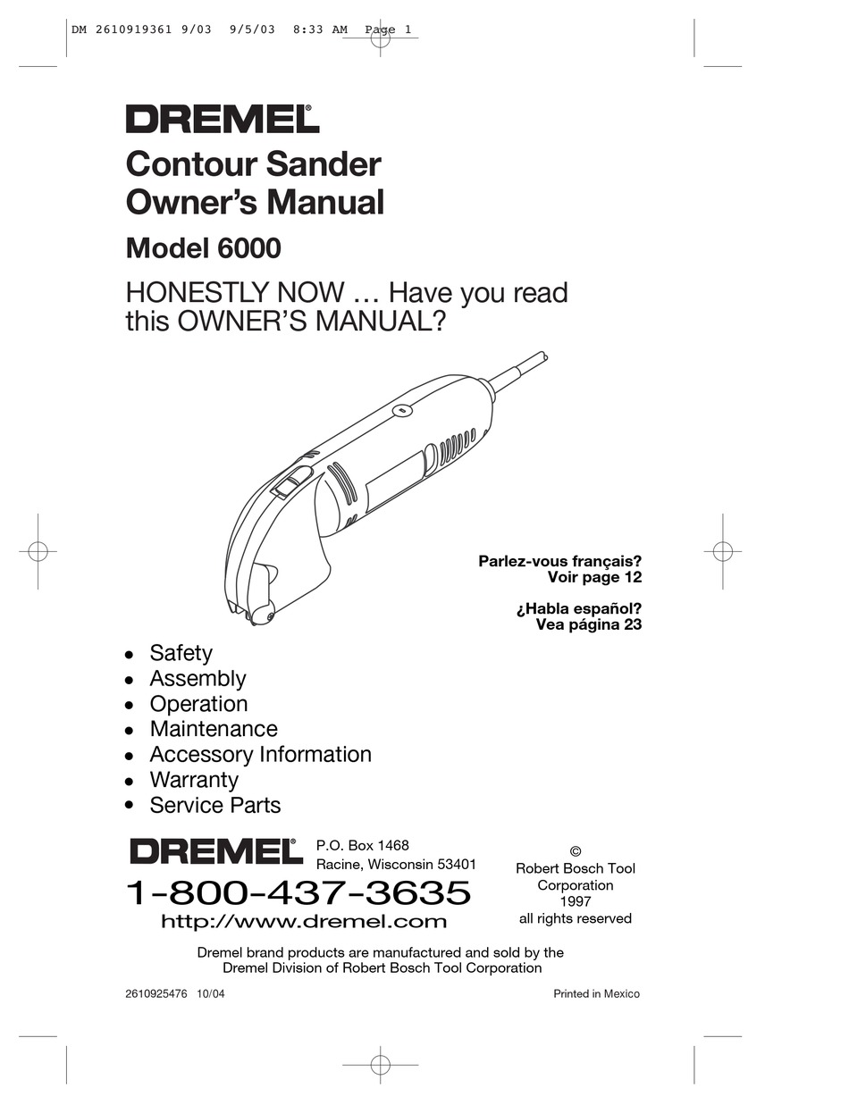 DREMEL 6000 OWNER'S MANUAL Pdf Download ManualsLib