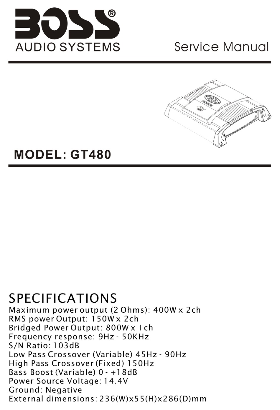 Boss Audio Systems Gt480 Service Manual Pdf Download Manualslib