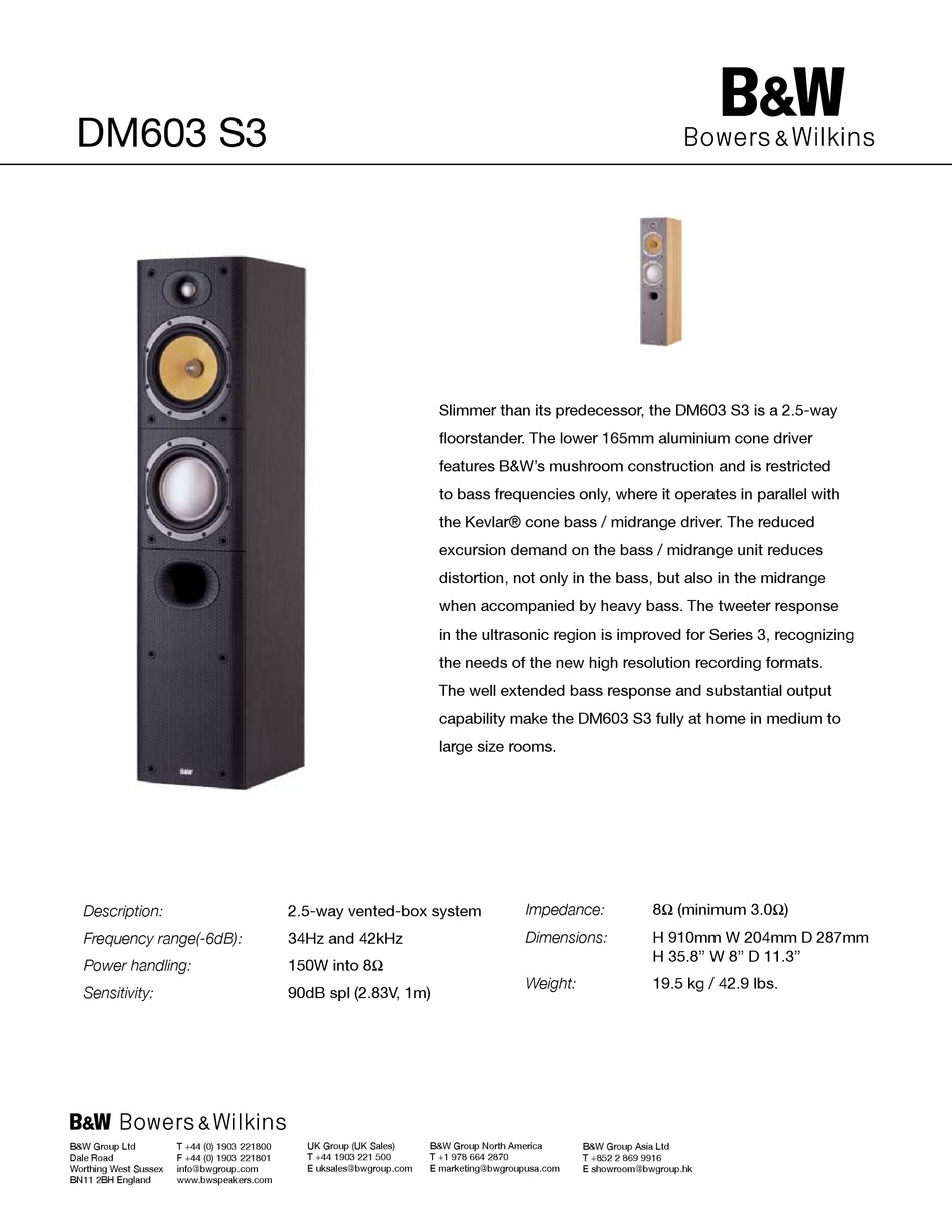 bowers & wilkins dm603 s3