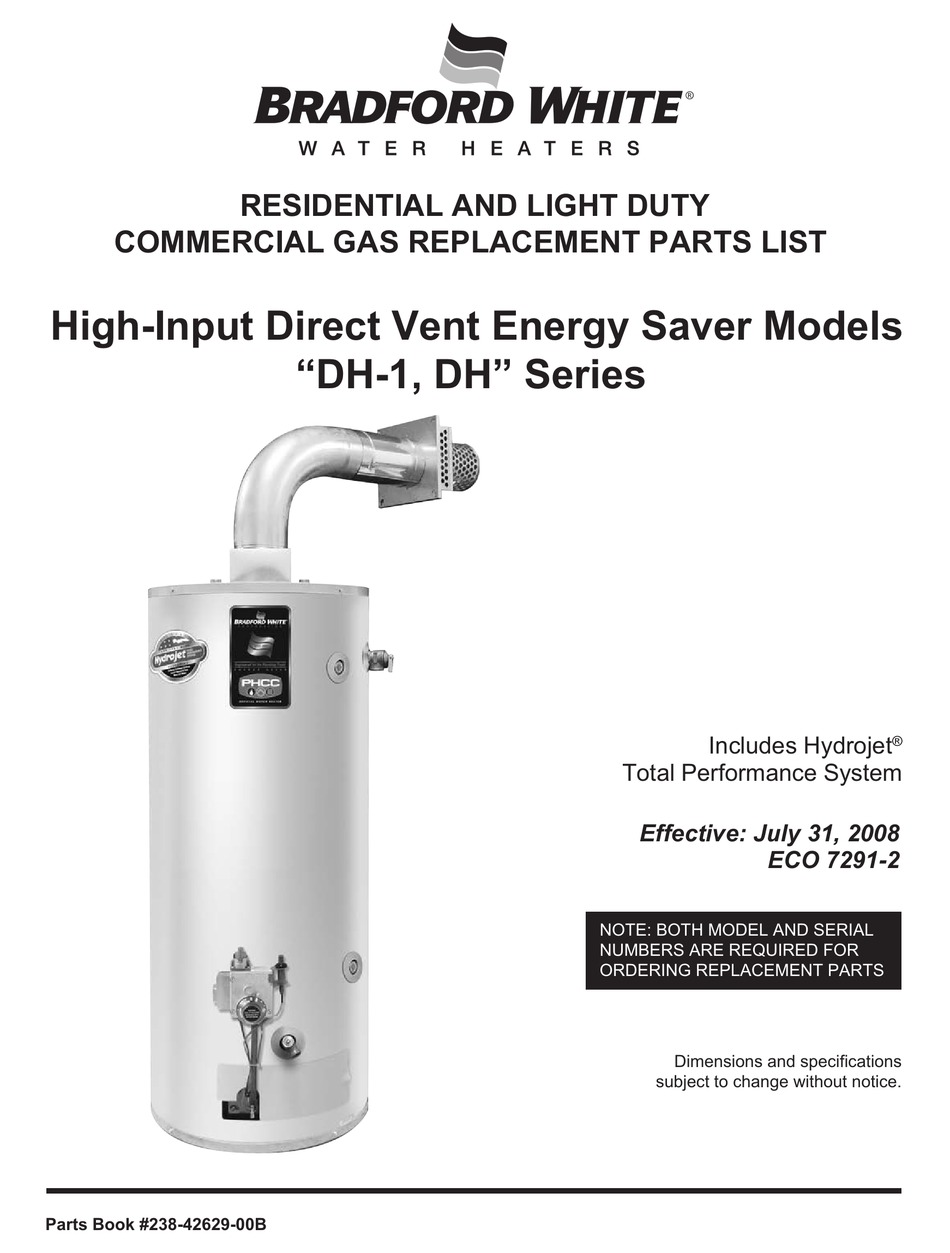 BRADFORD WHITE DH1504T REPLACEMENT PARTS LIST MANUAL Pdf Download